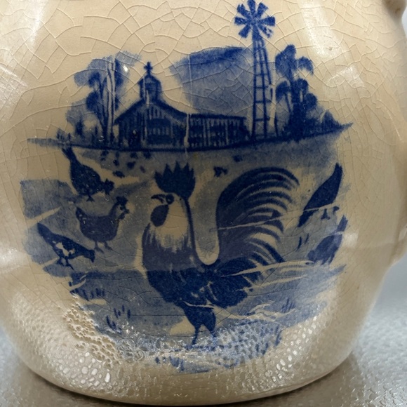 Blue and Cream Ceramic Pitcher with Rooster Design - Picture 6 of 6